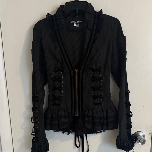 Spin Doctor Tops - Chic Black Lace-Up Top